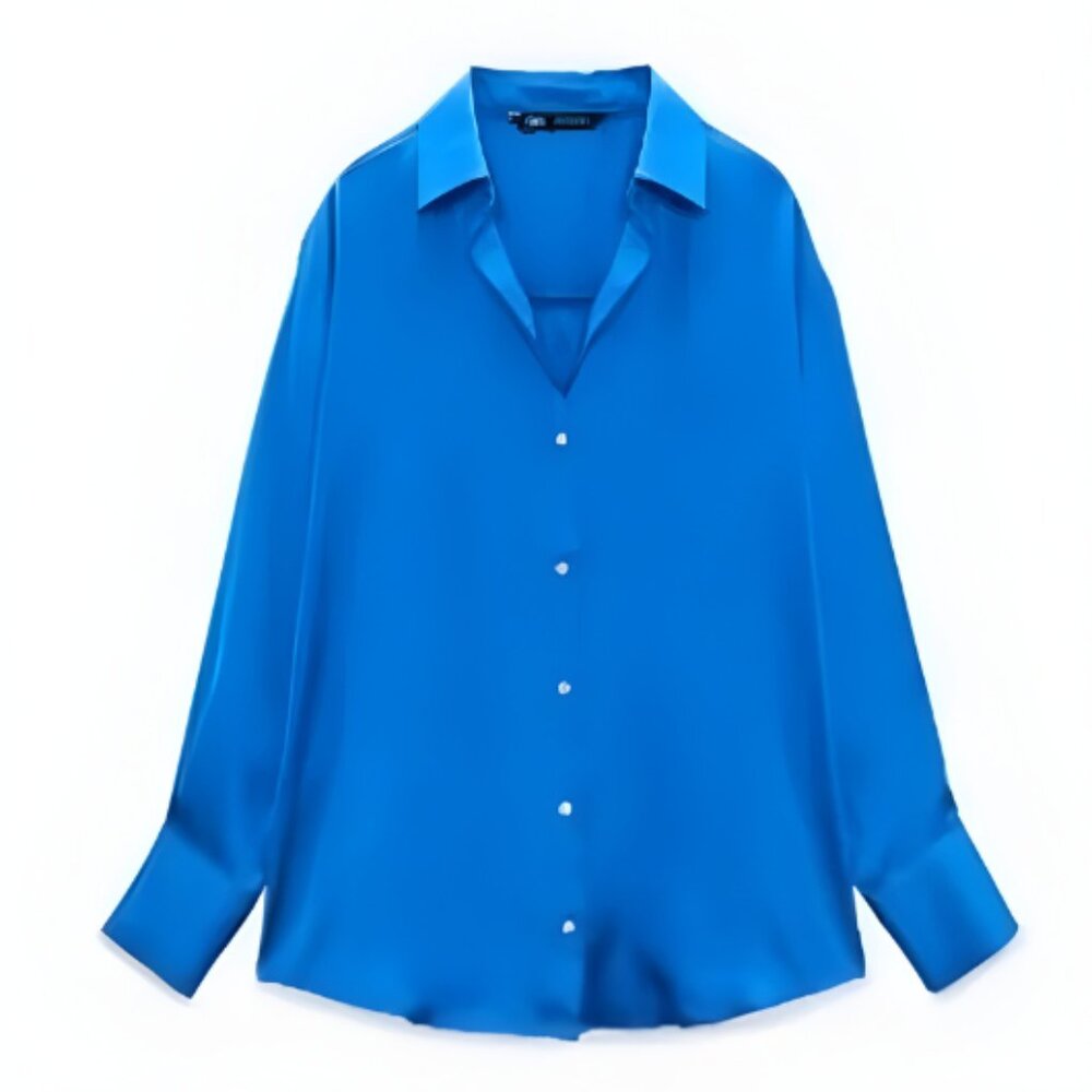 Electric Blue Silk Zara Blouse